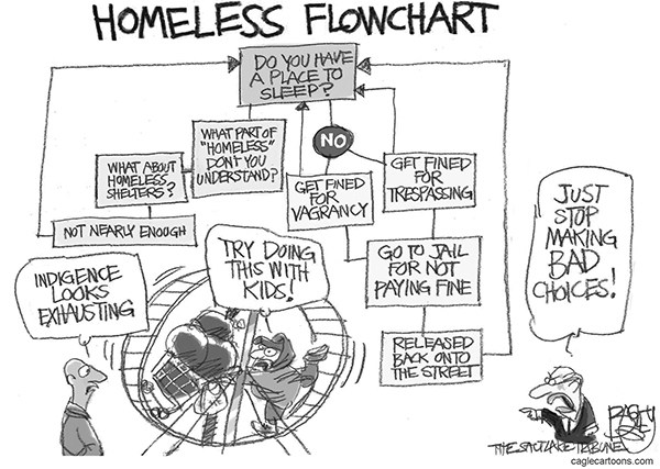 Editorial cartoon: Homelessness flowchart | Kitsap Daily News