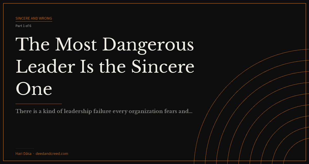 A confident leader standing before a team, casting a long shadow — symbolizing sincere but unchecked authority