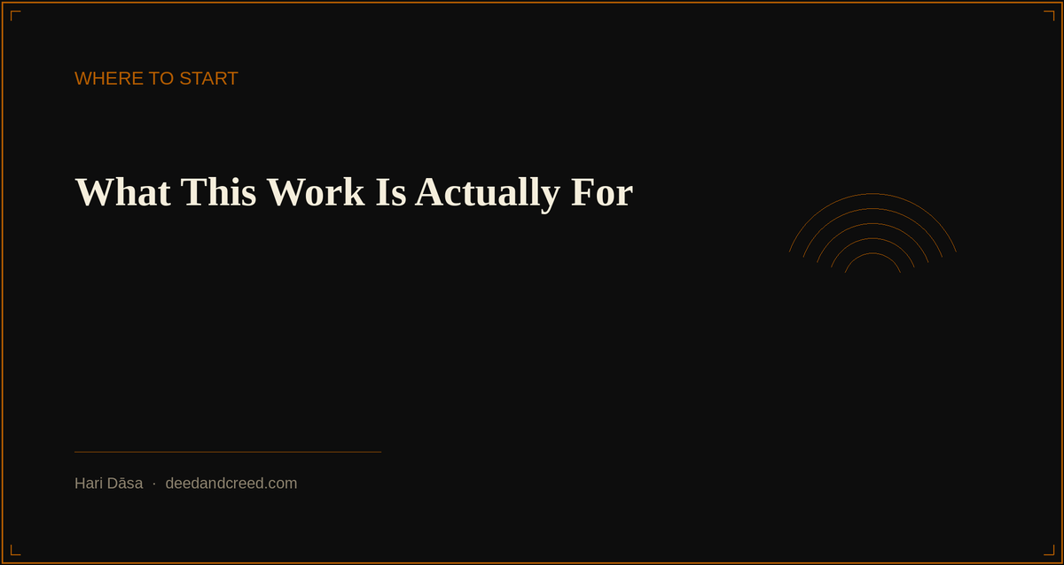 What This Work Is Actually For
