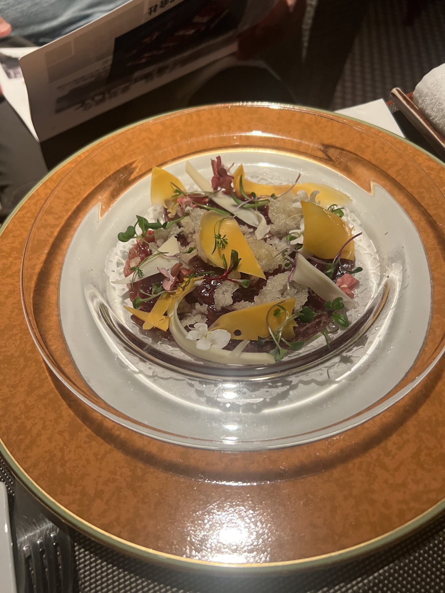 Colorful plated course dish served on the top floor of Authent Hotel Otaru