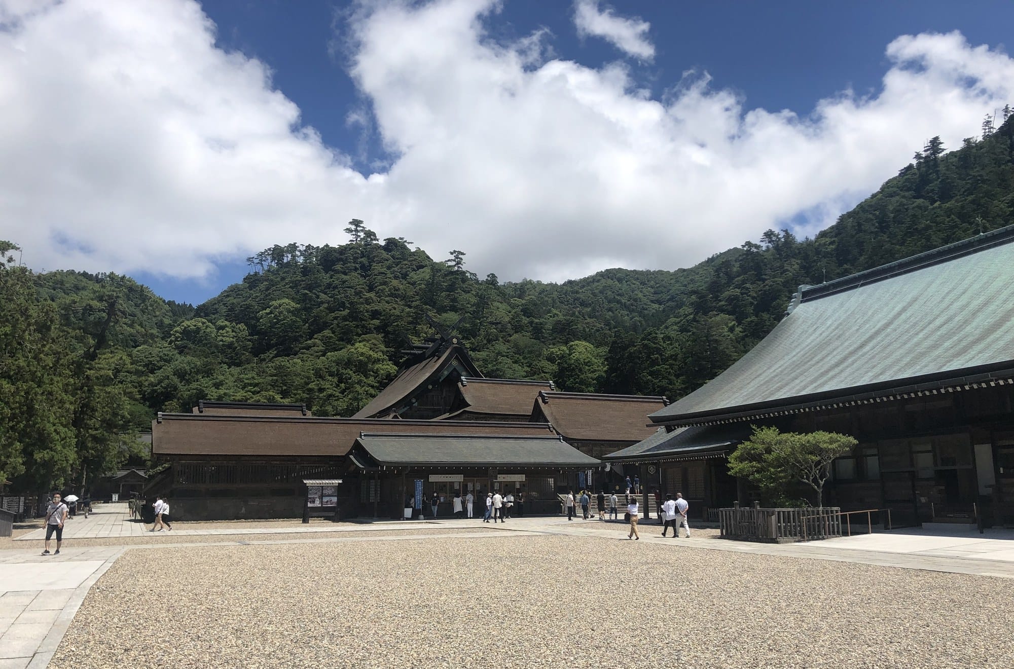 Courtyard and worship halls of Izumo Taisha shrine in Izumo, Shimane