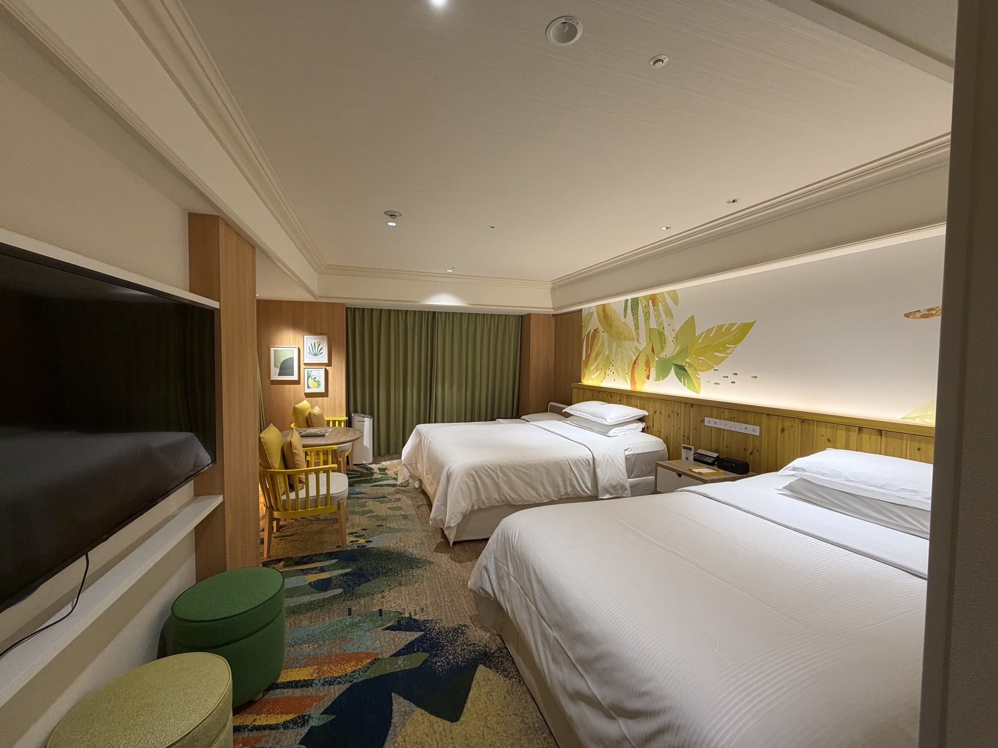 Family Premium Room at Sheraton Grande Tokyo Bay with beds along two walls