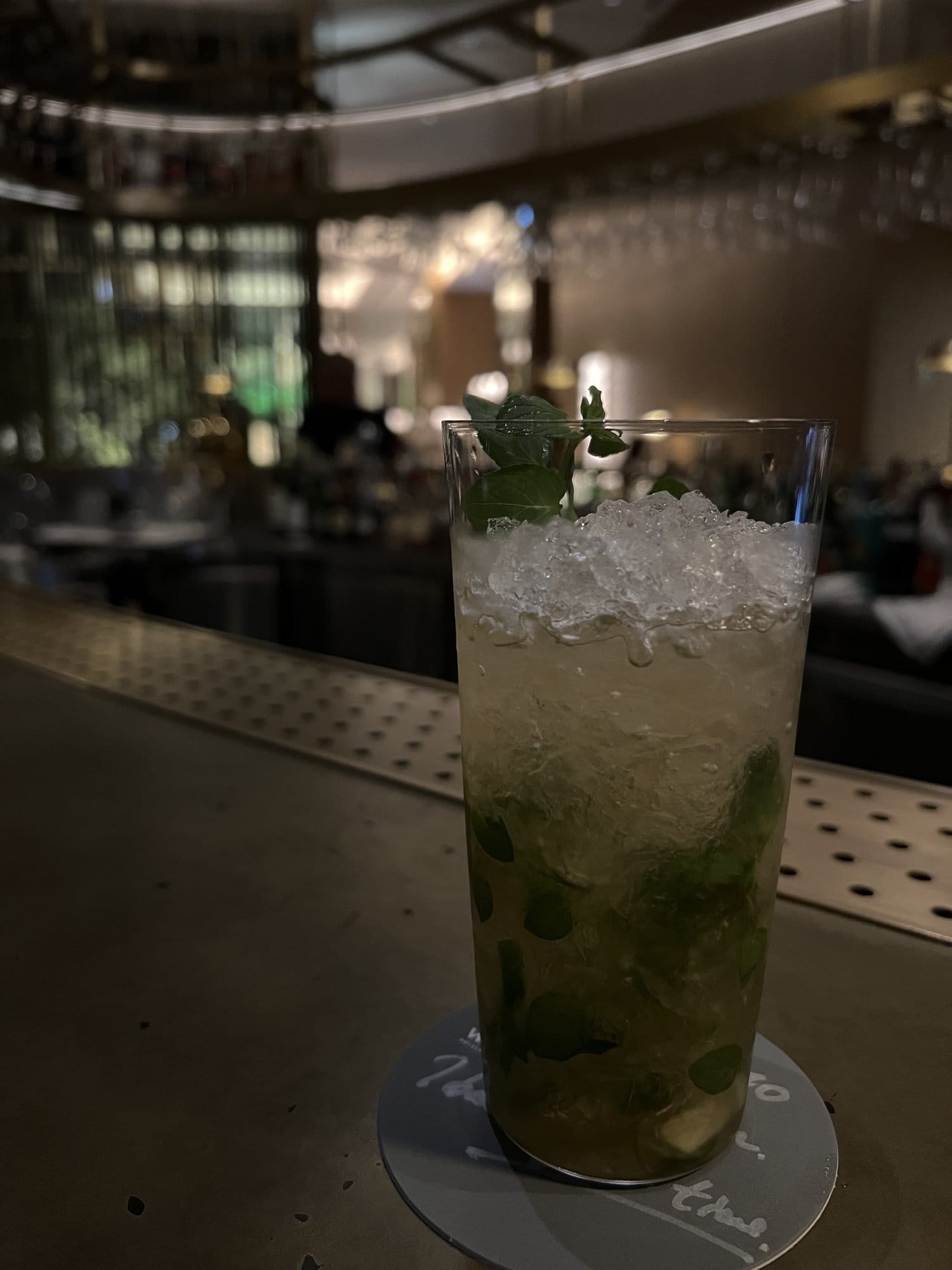 Mojito with crushed ice and mint at the top-floor bar of The Westin Yokohama