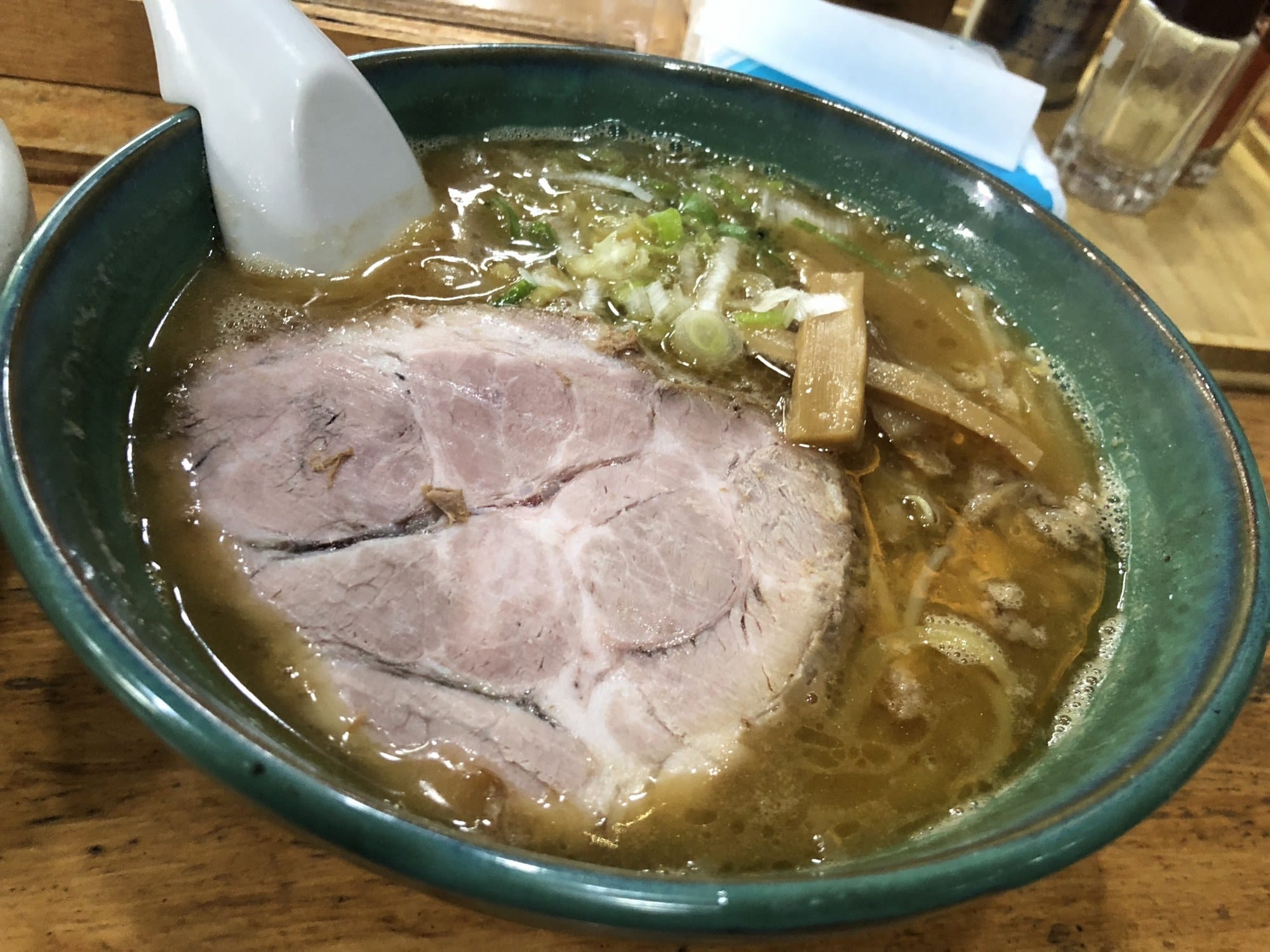A bowl of soy-based ramen with chashu, menma and scallion at Shodai in Otaru