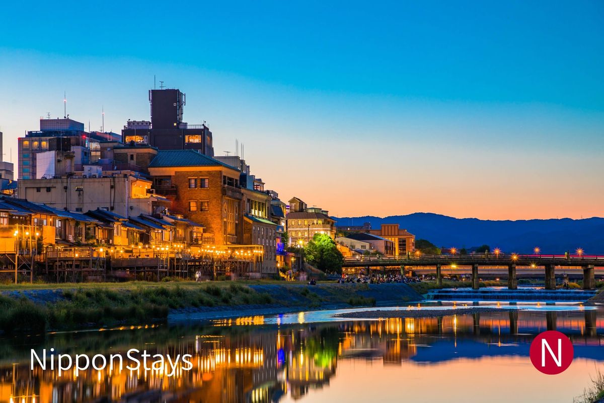 The Kamogawa river running through Kyoto