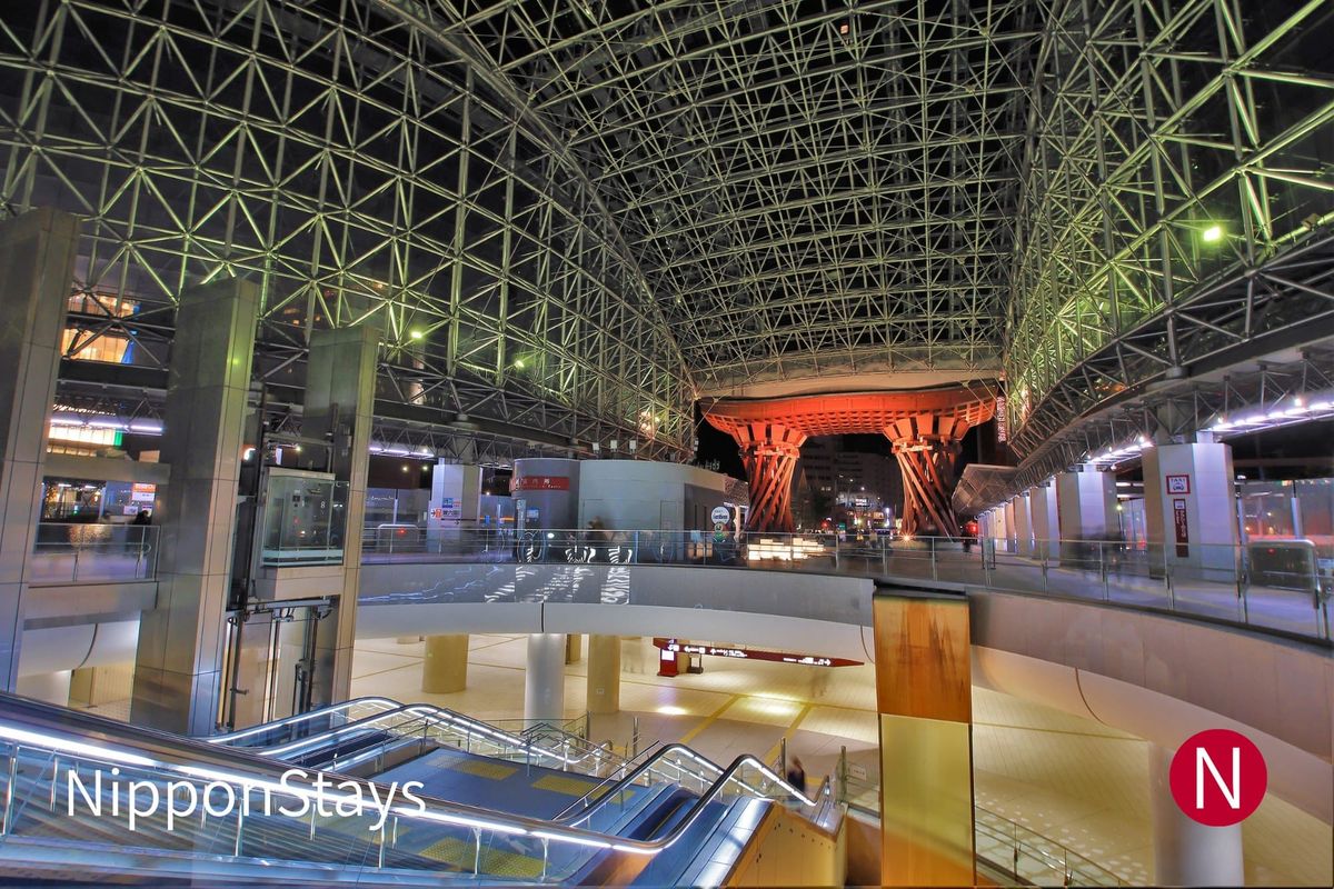The Tsuzumi gate and dome at Kanazawa Station at night