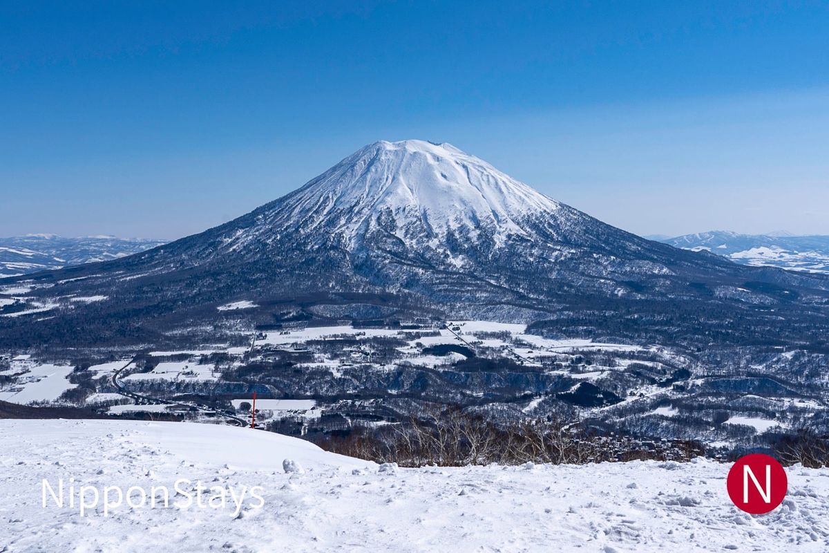 Snow-covered ski terrain near Mount Yotei in Niseko