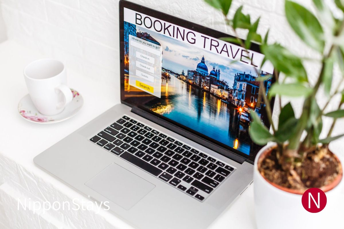 A hotel booking site open on a laptop
