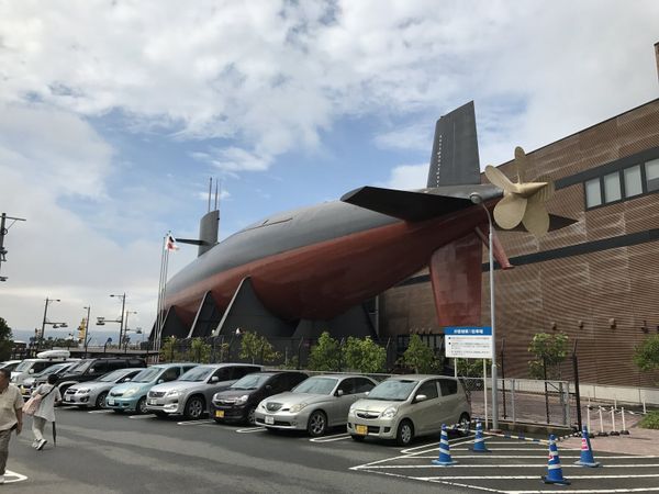 Large museum building and submarine display in Hiroshima Prefecture