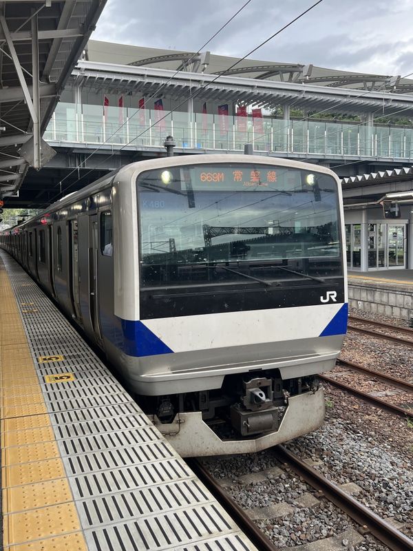 JR East E531 series local train at Iwaki Station on the Joban Line, Fukushima