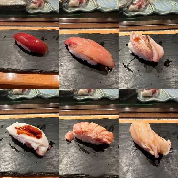 Assorted nigiri sushi at a counter near Komatsu Airport