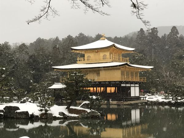 Kinkaku-ji dusted with snow in winter, Kyoto