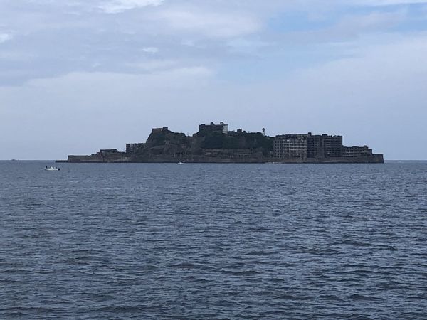 Gunkanjima (Hashima Island) seen from the sea off Nagasaki