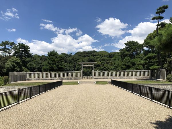 A tree-lined heritage site in the Osaka area