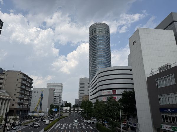 Shin-Yokohama Prince Hotel tower above the boulevard near Shin-Yokohama Station