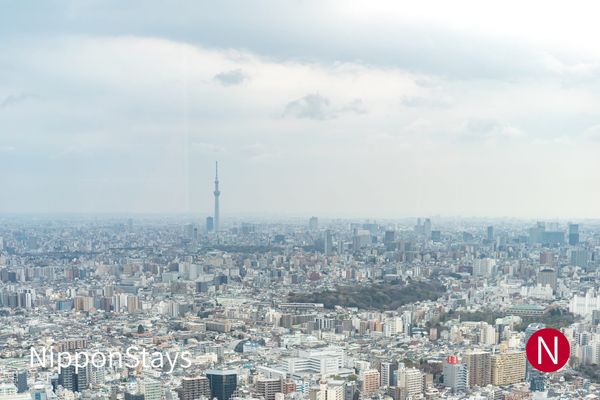 An aerial view over Ikebukuro and the surrounding Tokyo rooftops