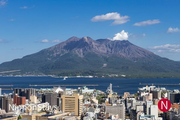 Sakurajima seen across Kagoshima from the Shiroyama lookout
