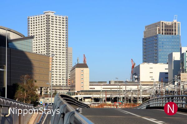 The station plaza and office blocks around JR Kawasaki Station