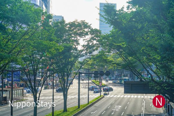 The streets outside Sendai Station's West Exit