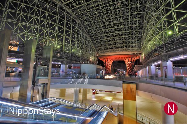 The Tsuzumi gate and dome at Kanazawa Station at night