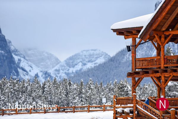 A lodge at the foot of a snow-covered resort