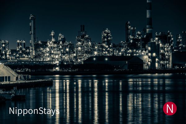 The Keihin industrial waterfront at Kawasaki lit up at night