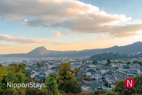 Beppu and the sea at dusk