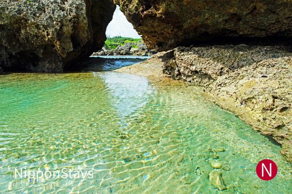 Clear water and a quiet coral reef along the Okinawa coast