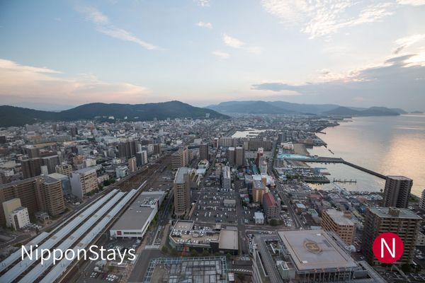 Takamatsu city centre and its port on the Seto Inland Sea