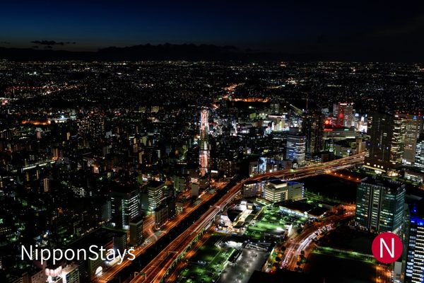 Yokohama at night, seen from above Minato Mirai