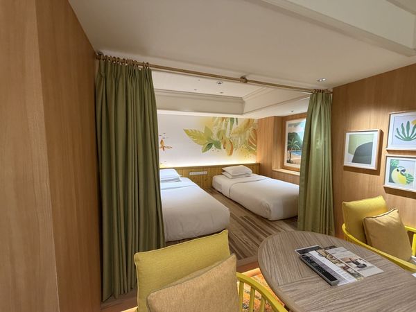 Curtained twin-bed alcove for children in a Sheraton Grande Tokyo Bay family room
