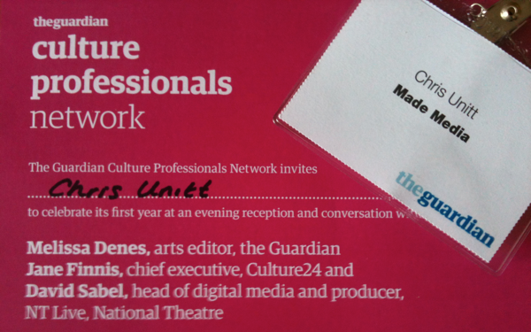 Guardian Cultural Professionals Network invitation