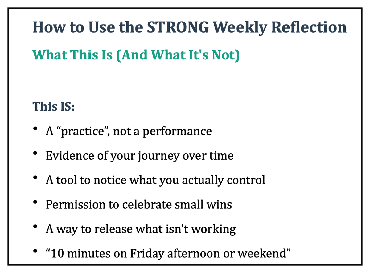 The STRONG Teacher Weekly Reflection