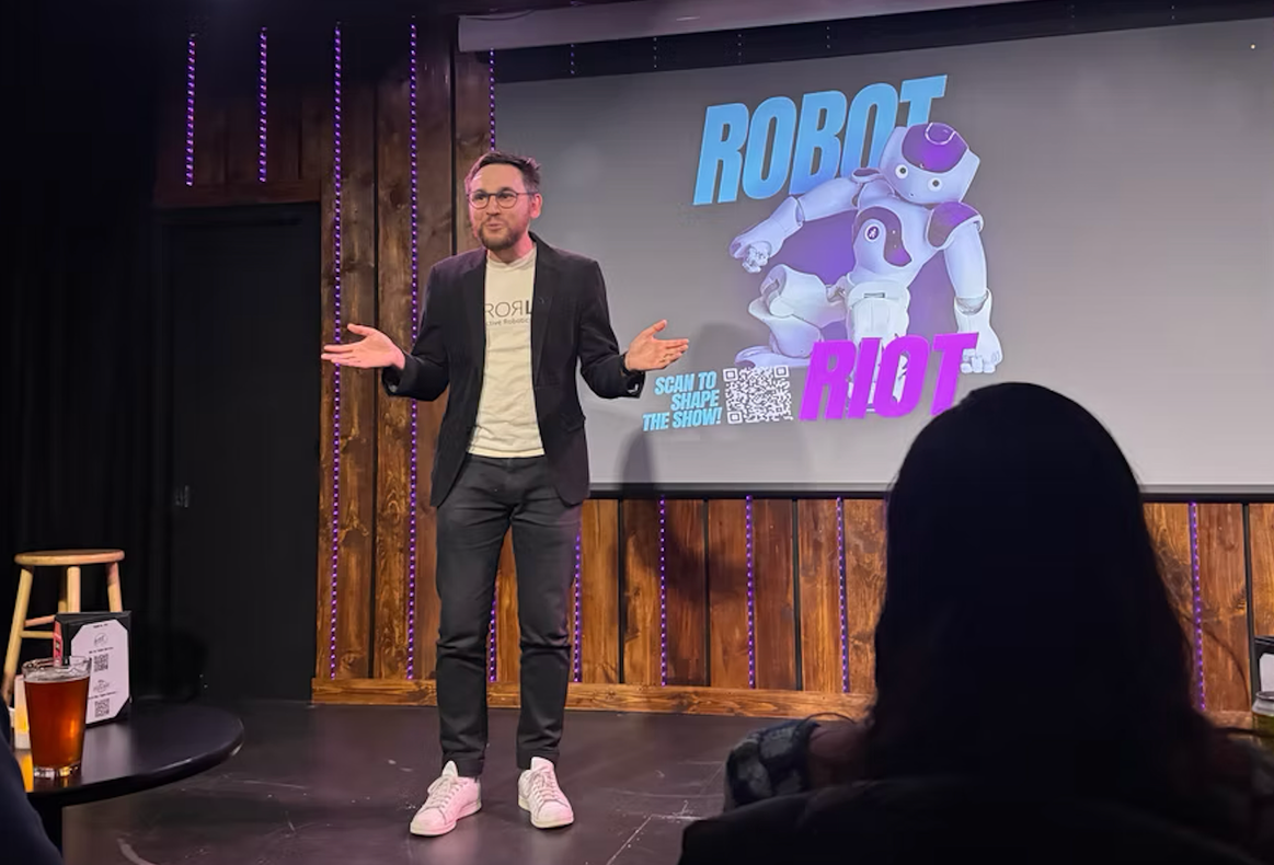 A robot walks into a Denver comedy club. Tom Williams sees more than a punchline.