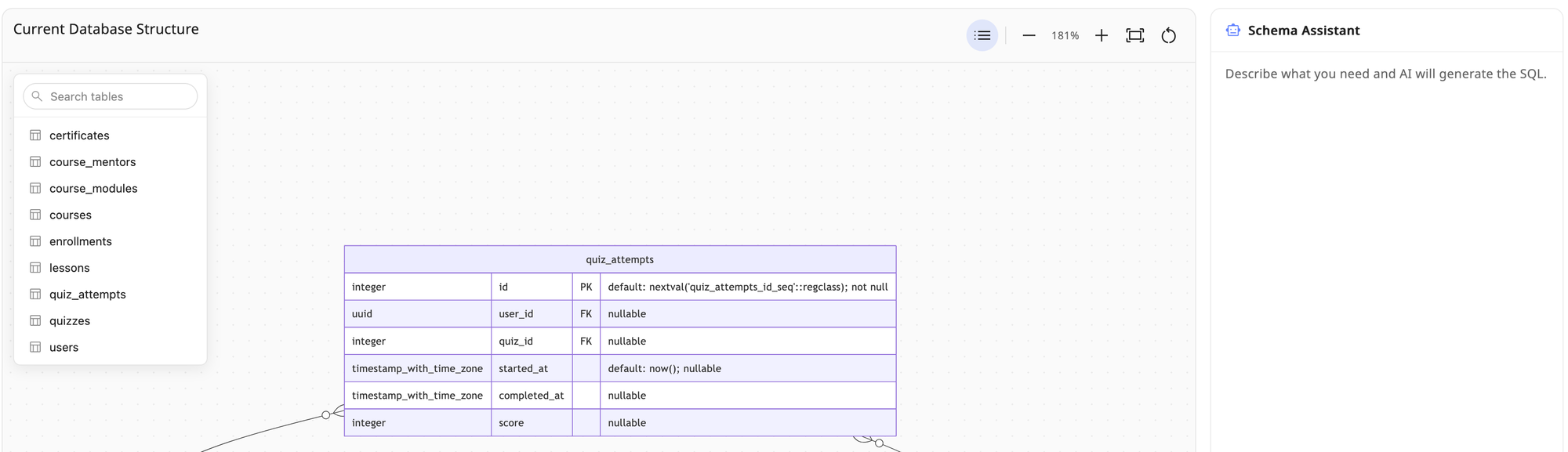 New! Edit your database schema by describing it