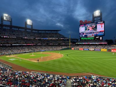 The Philadelphia Phillies play the Athletics under the lights at Citizens Bank Park on May 5, 2026.