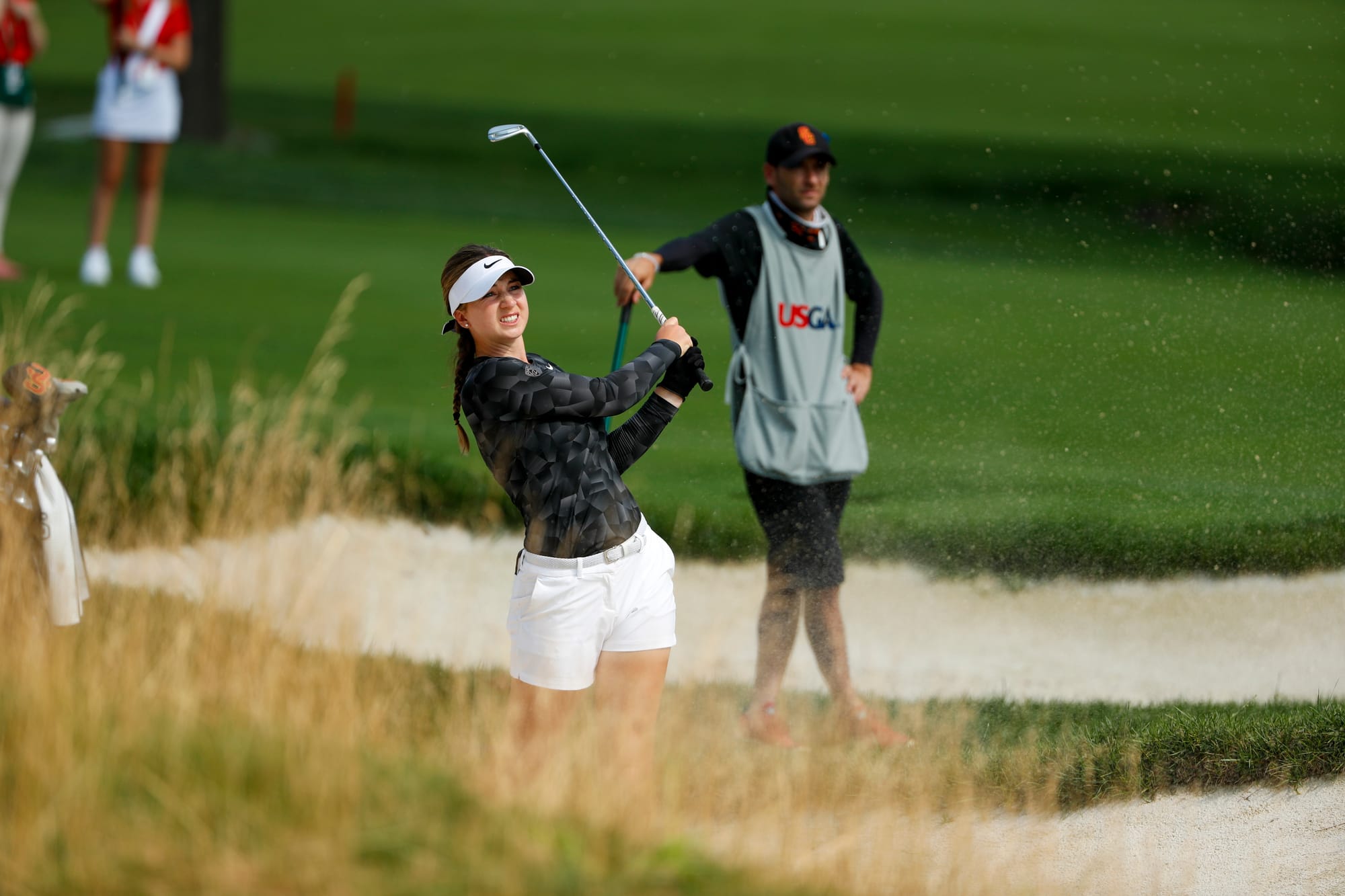 Gabriela Ruffels hits her approach shot at the 15th hole in the semi-final. Picture by Chris Keane/USGA.