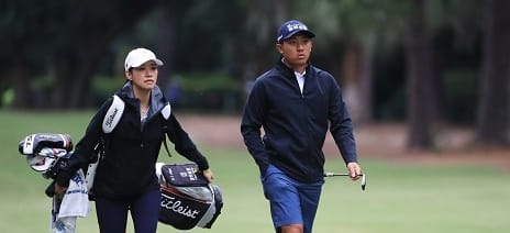 CT Pan and wife Michelle during a practice round at Hilton Head. Picture by Getty Images.
