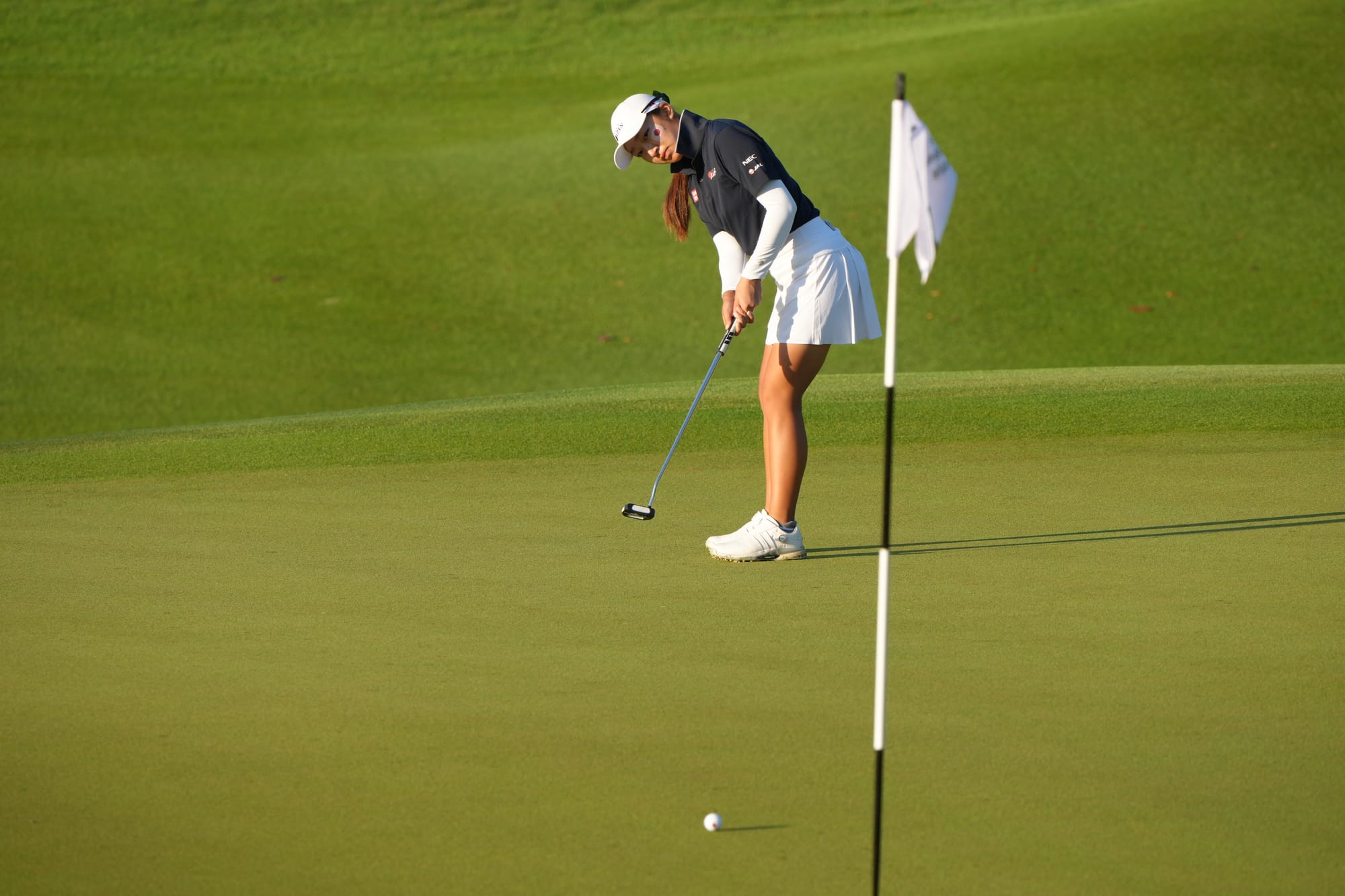 Japan's Aira Nagasawa on her way to a second-round 69 and a share of the lead in the individual standings. Picture by IGF.