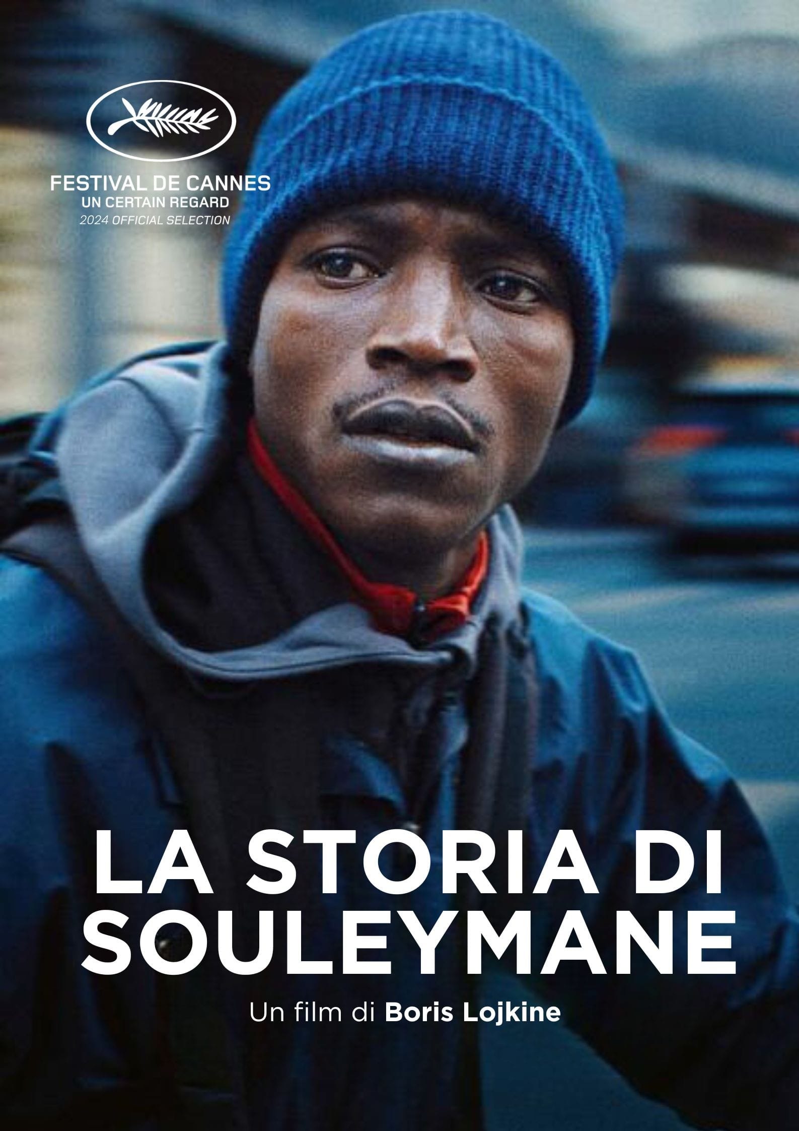 Copertina del film di Boris Lojkine "La storia di Souleymane", con Abou Sangare nei panni di un rider