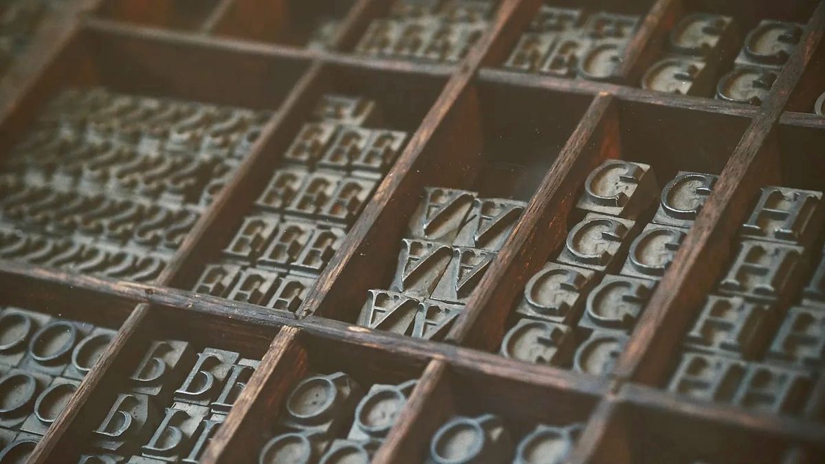 Storage of characters of a metal typography set used in printing