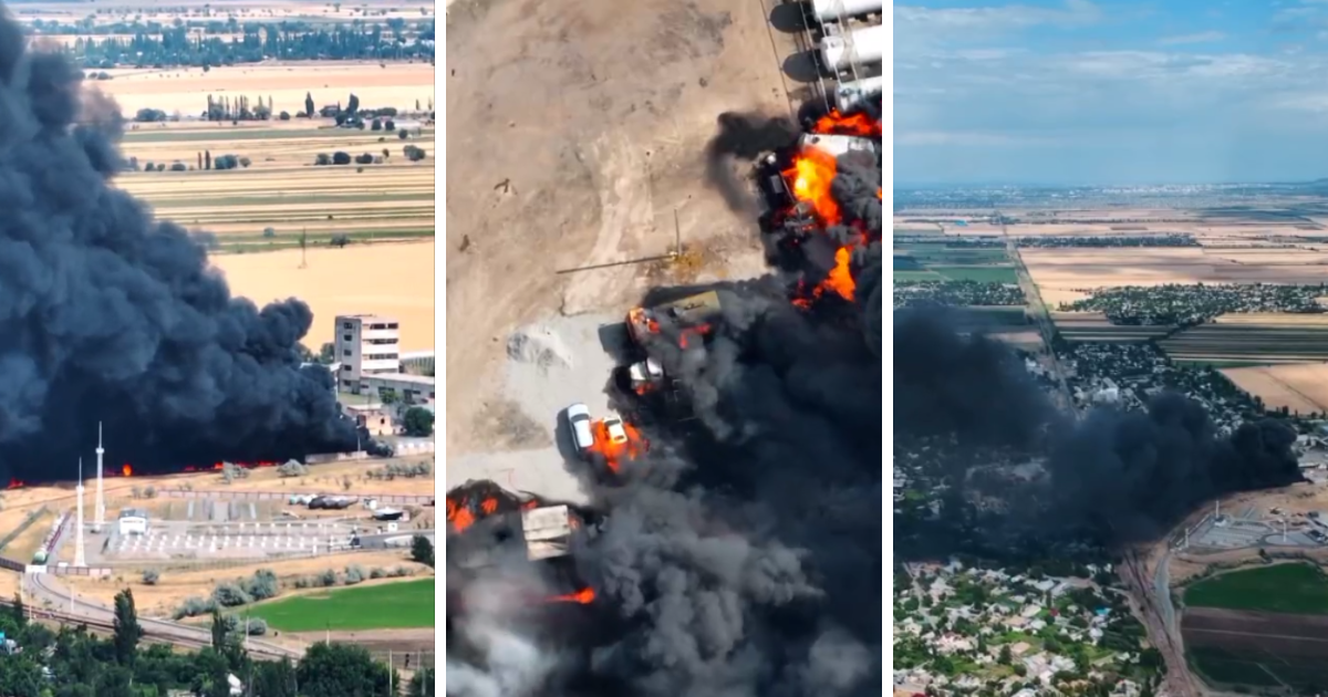 В Шопокове горит нефтебаза - для тушения огня привлекли пожарный поезд