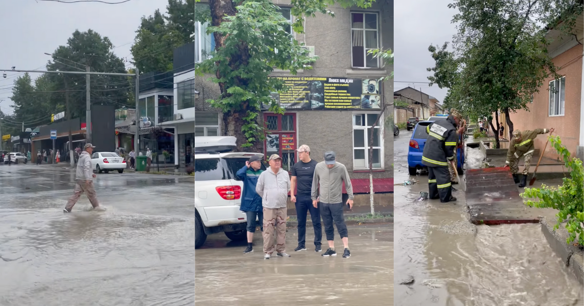 После проливных дождей в Оше подтопило несколько улиц – мэр поручил устранить последствия