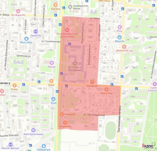 Схема отключения. Фото: мэрия Бишкека.