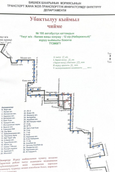В Бишкеке изменили схему движения маршрута №195