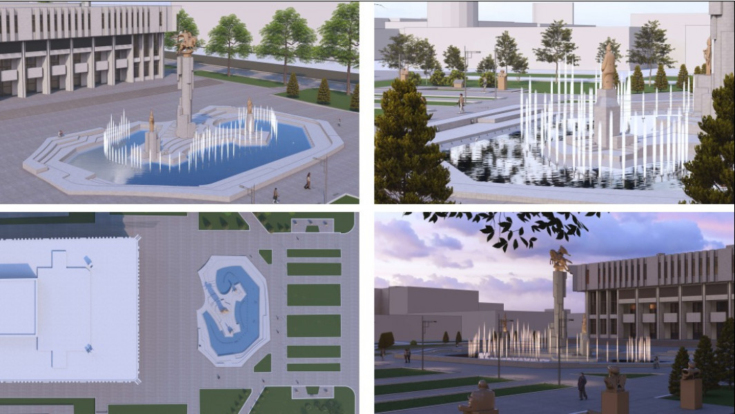 Мэрия назвала причины демонтажа фонтанов возле Нацфилармонии в Бишкеке