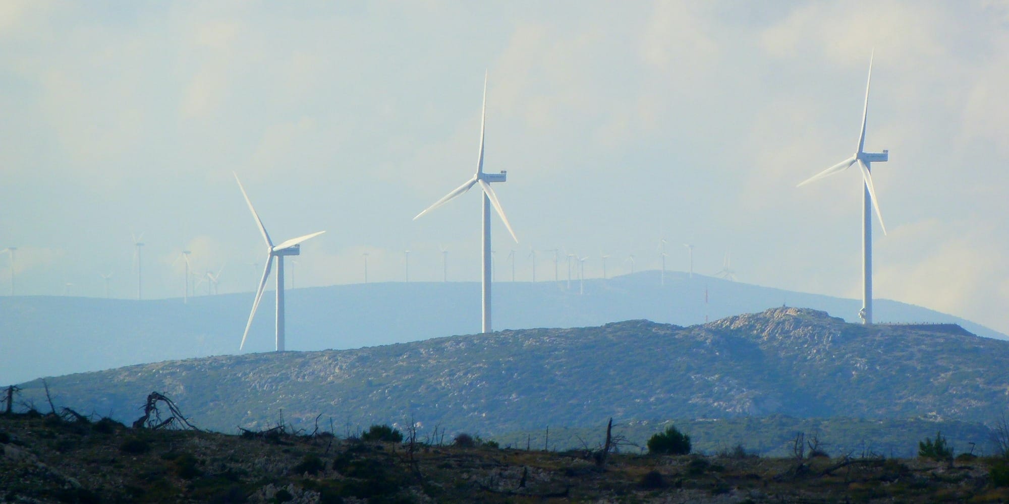 white wind turbines on green grass field during daytime