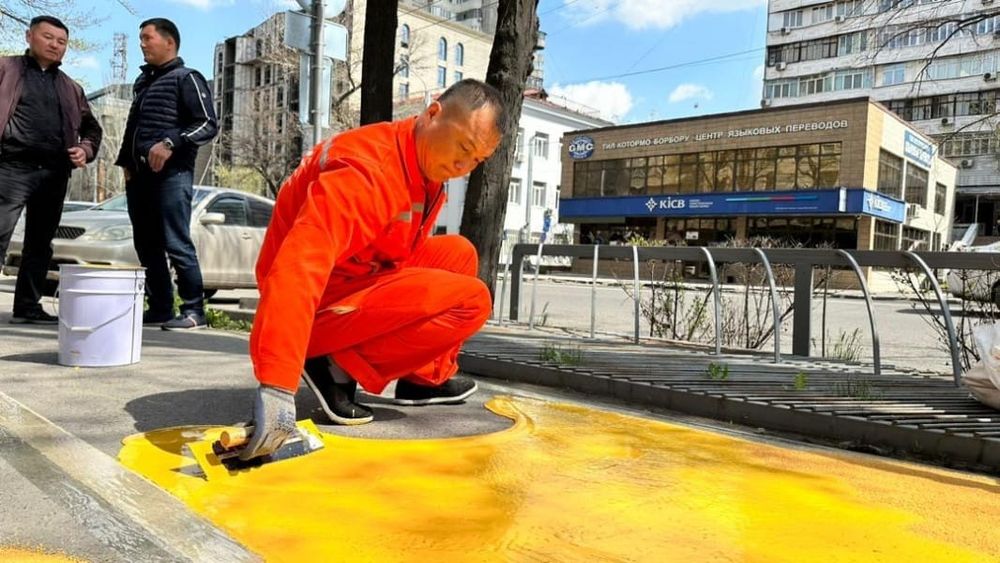 В Бишкеке на улице Абдрахманова покрасили велодорожку – мэрия тестирует три вида покрытия изображение публикации