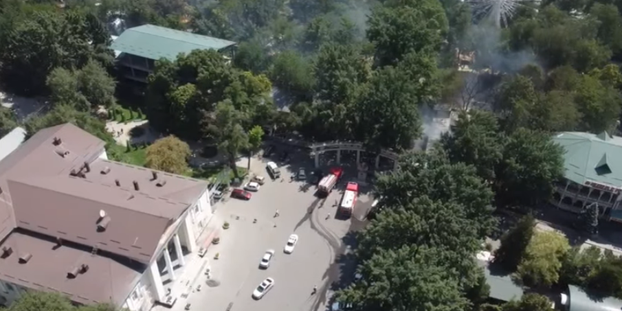 В Джалал-Абаде горит зона отдыха «Токтогул» — в тушении огня задействованы  три расчета (видео) изображение публикации