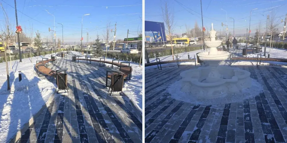 В Бишкеке на месте стихийной парковки построили новый сквер изображение публикации